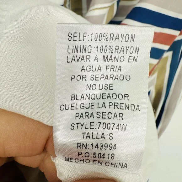 Cotton Bleu Multi Flutter Sleeve Striped Scarf Print V-neck Keyhole Maxi Dress S - Picture 11 of 13